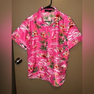 Tropical Pink Flamingo Men's Casual Shirt